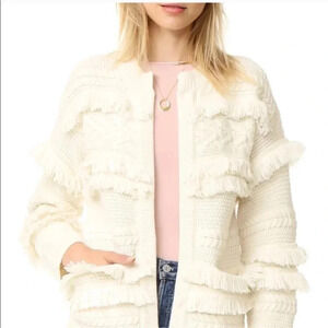 Madewell Desert Valley Fringe Cardigan Cream Western Boho Coastal Grandma Knit M